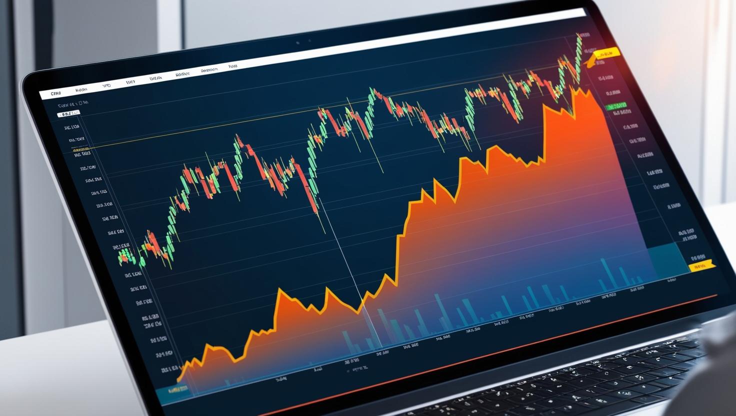 Auf dem Bildschirm eines Laptops kann man die Entwicklung von Aktien sehen.