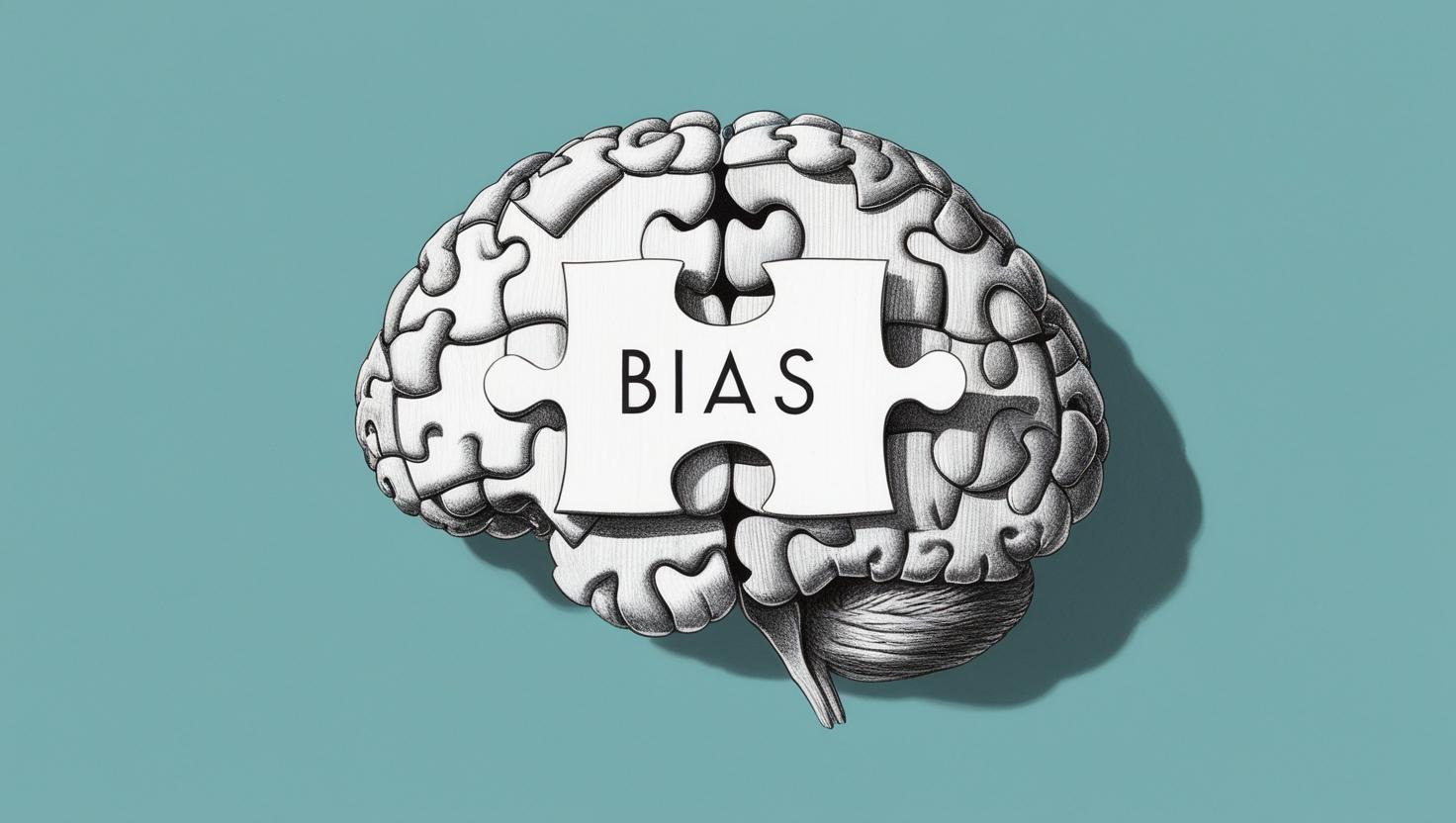 Auf dem Bild sieht man ein Gehirn mit der Aufschrift "BIAS".