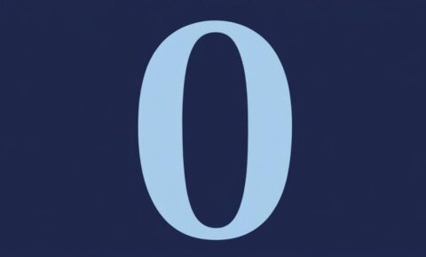 Hellblaue Zahl 0 auf dunkelblauem Hintergrund